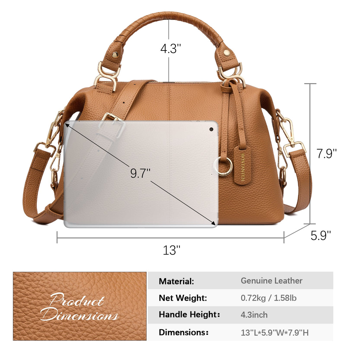 Nevin | Bolso Boston de Piel Auténtica