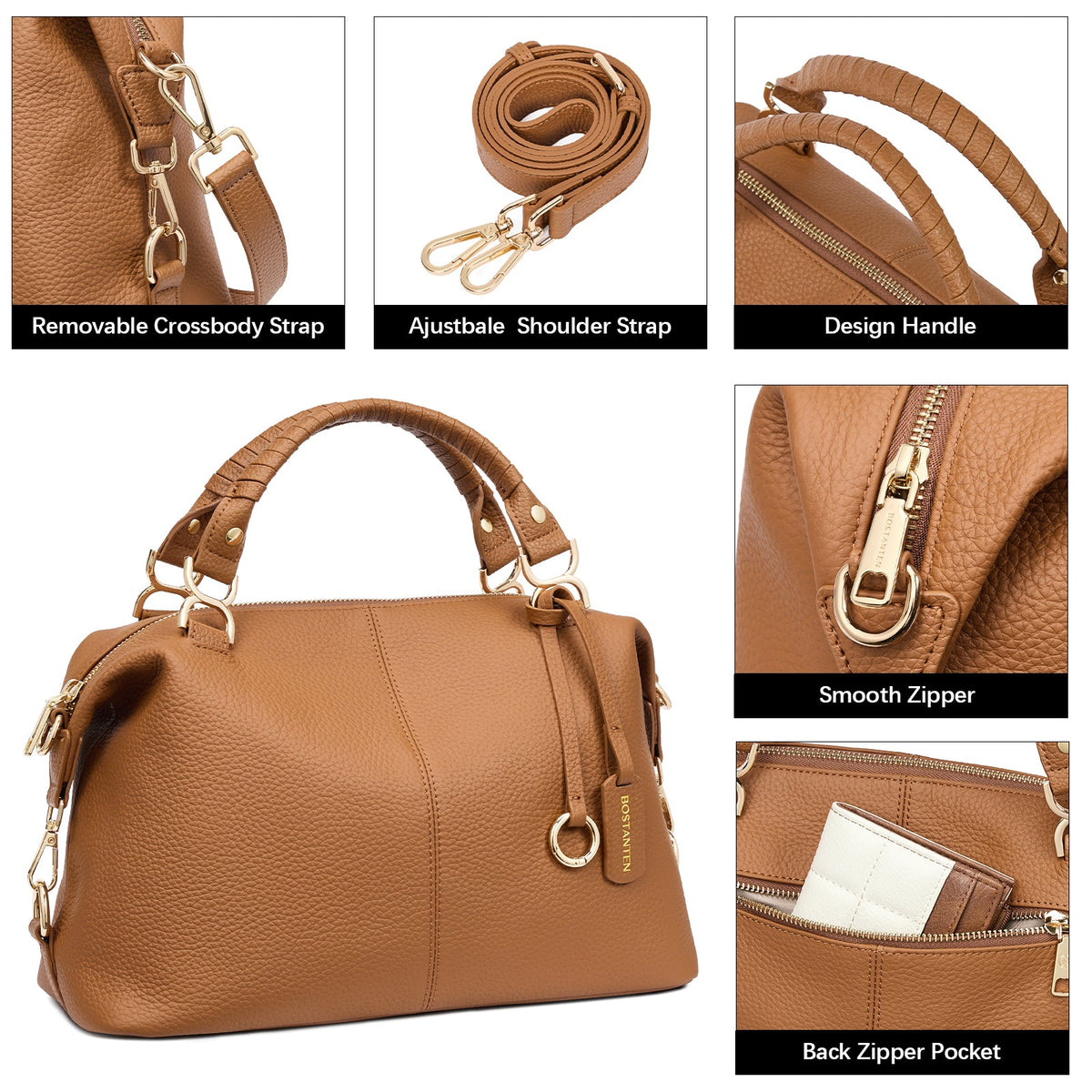 Nevin | Bolso Boston de Piel Auténtica