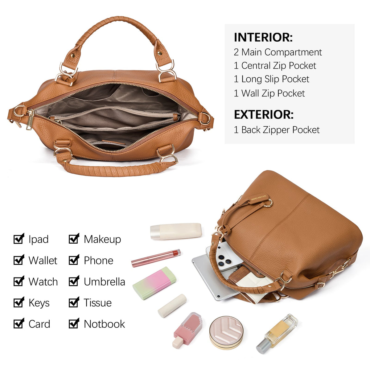 Nevin | Bolso Boston de Piel Auténtica