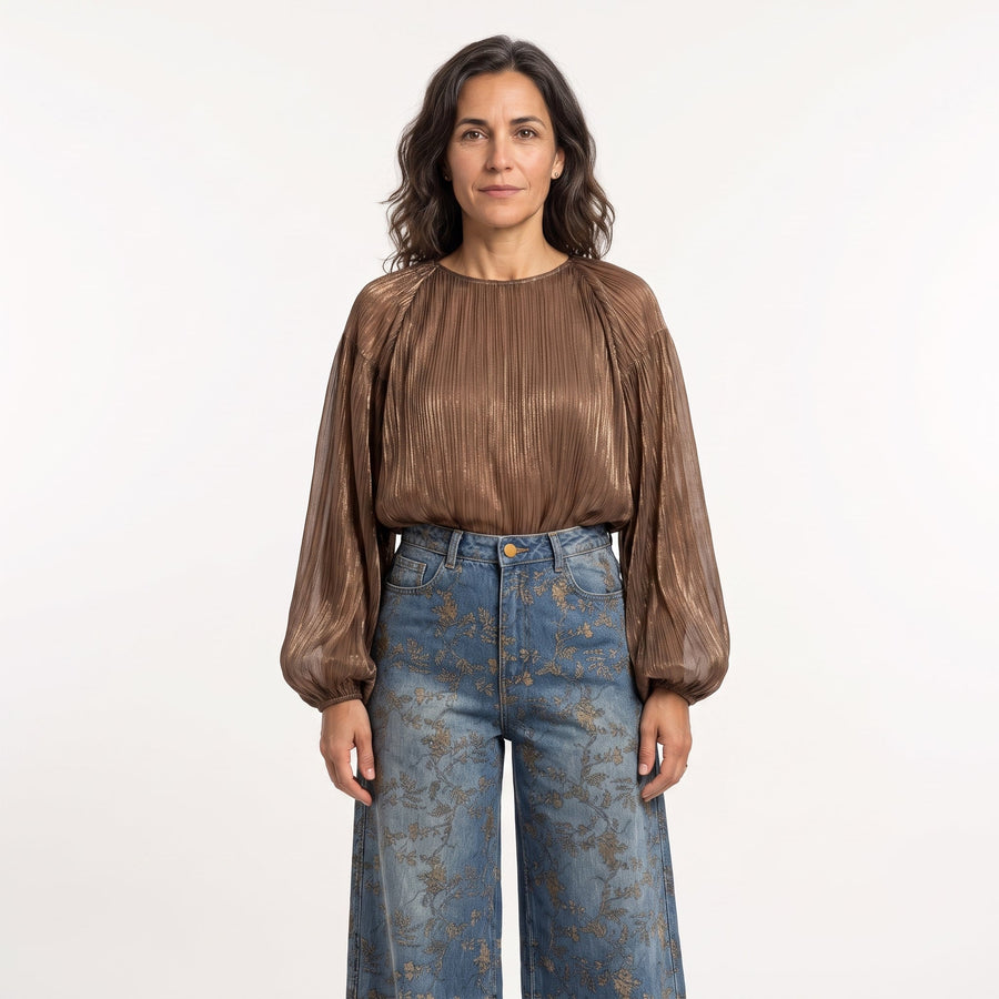 EMILY | JEANS WIDE LEG FLORAL