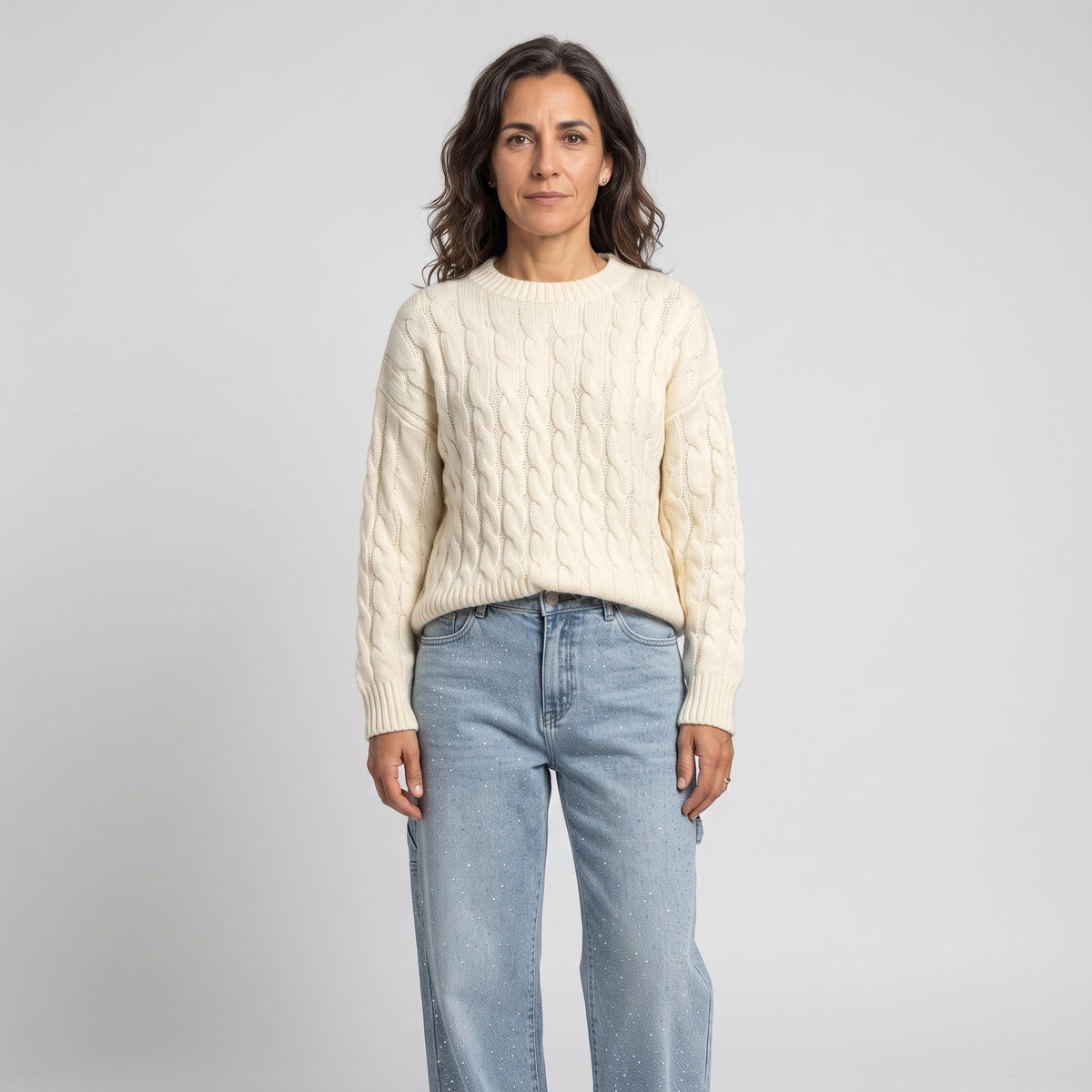 JEANS ANCHOS CON BRILLANTES
