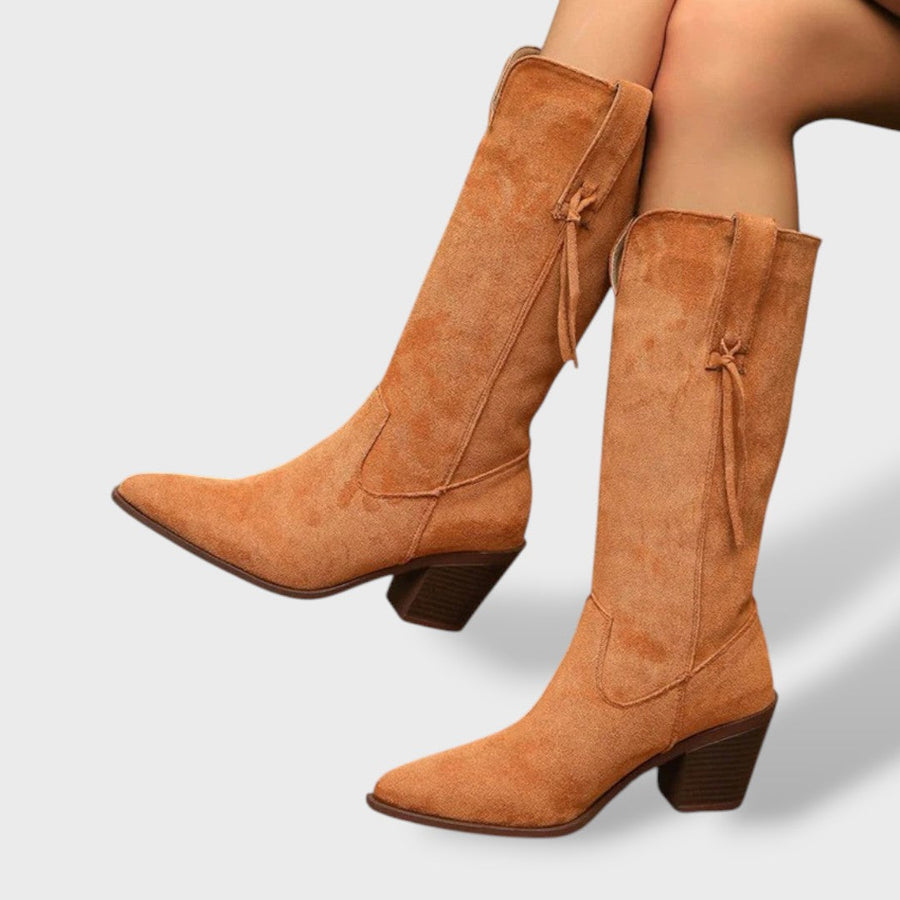Botas Cowboy Mujer Invierno de Ante Sintético