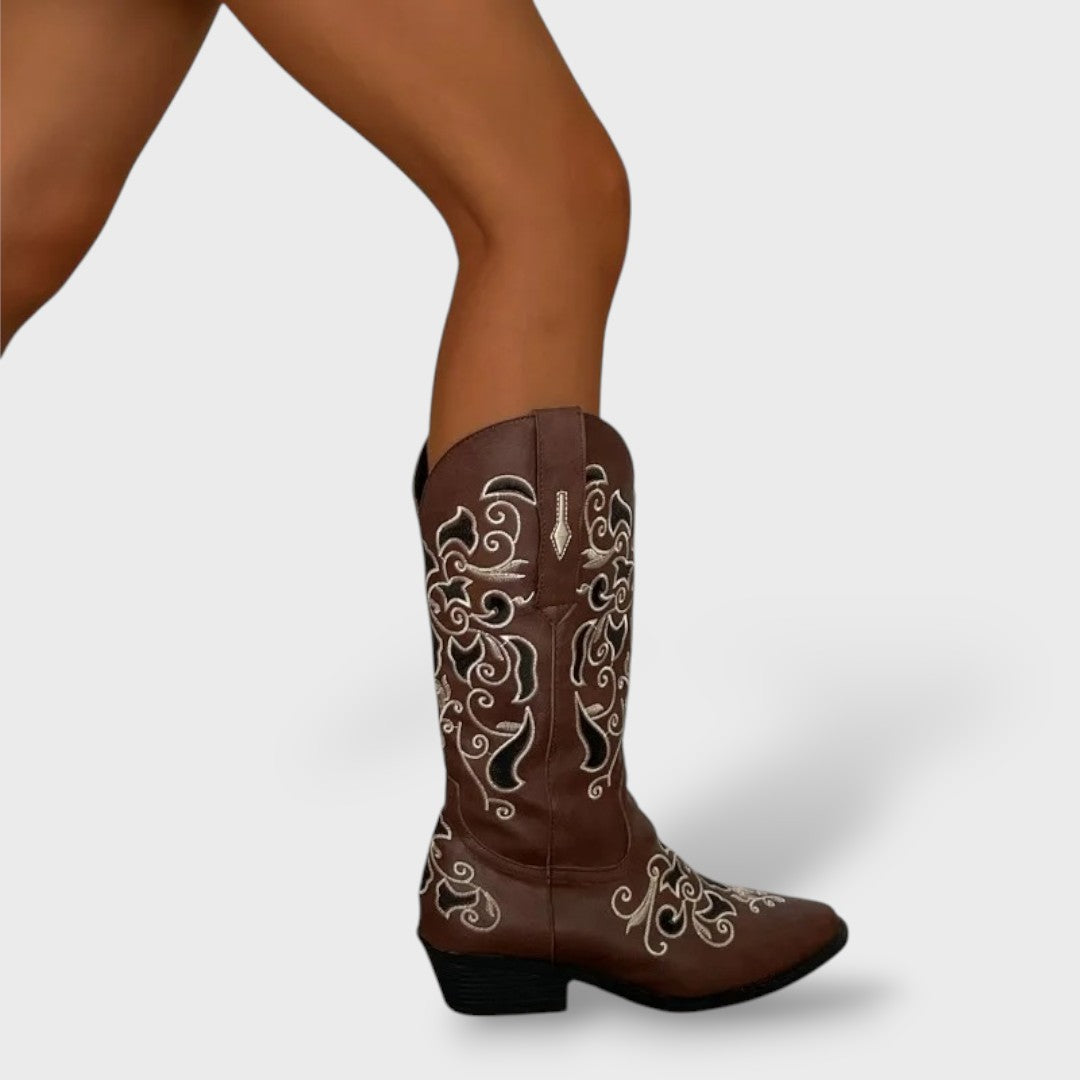 Botas Cowboy Mujer Bordadas Punta Fina