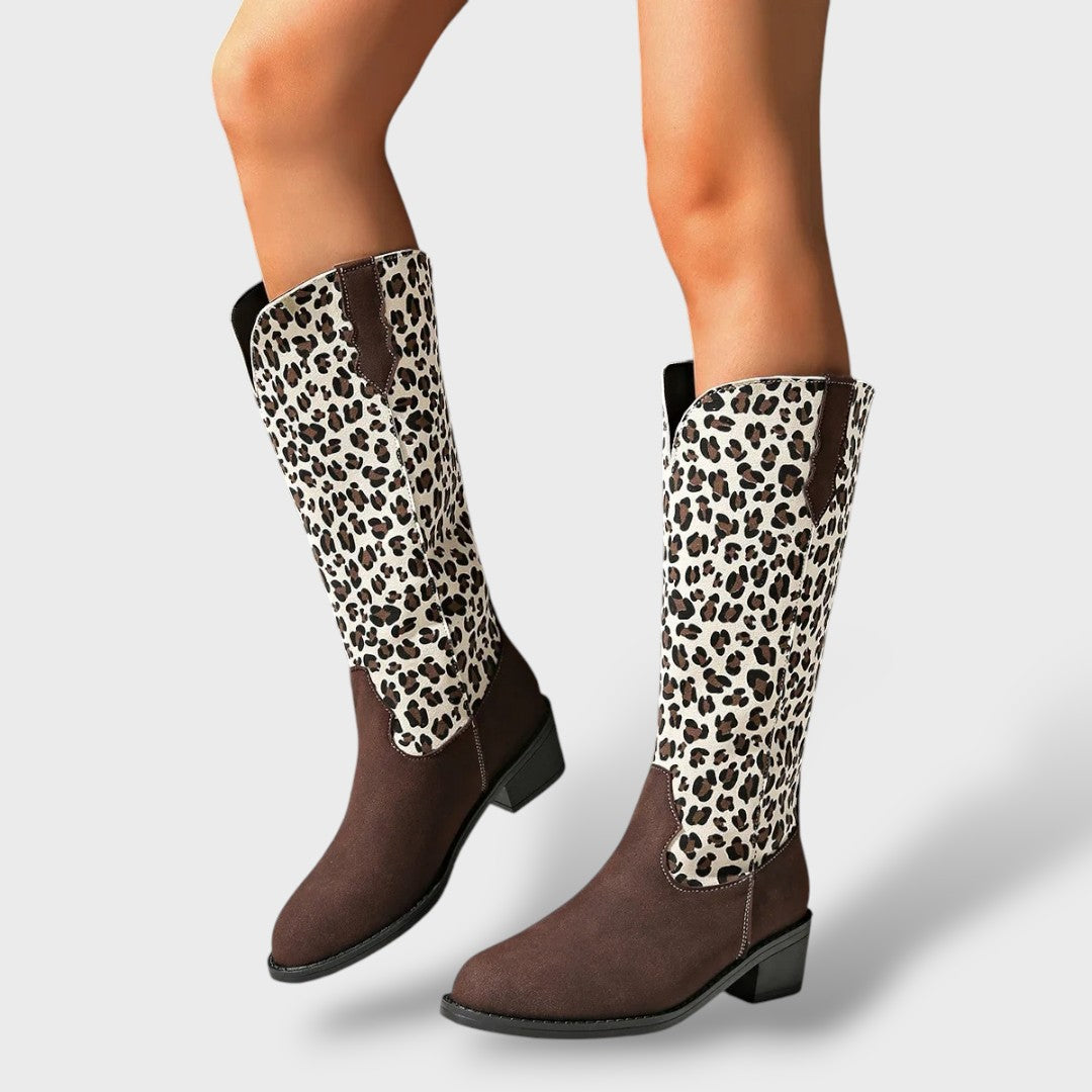 Botas Media Caña Mujer Leopardo Moda Casual