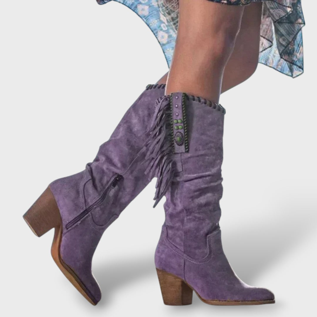 Botas Cowboy Altas – Tacón y Hebilla